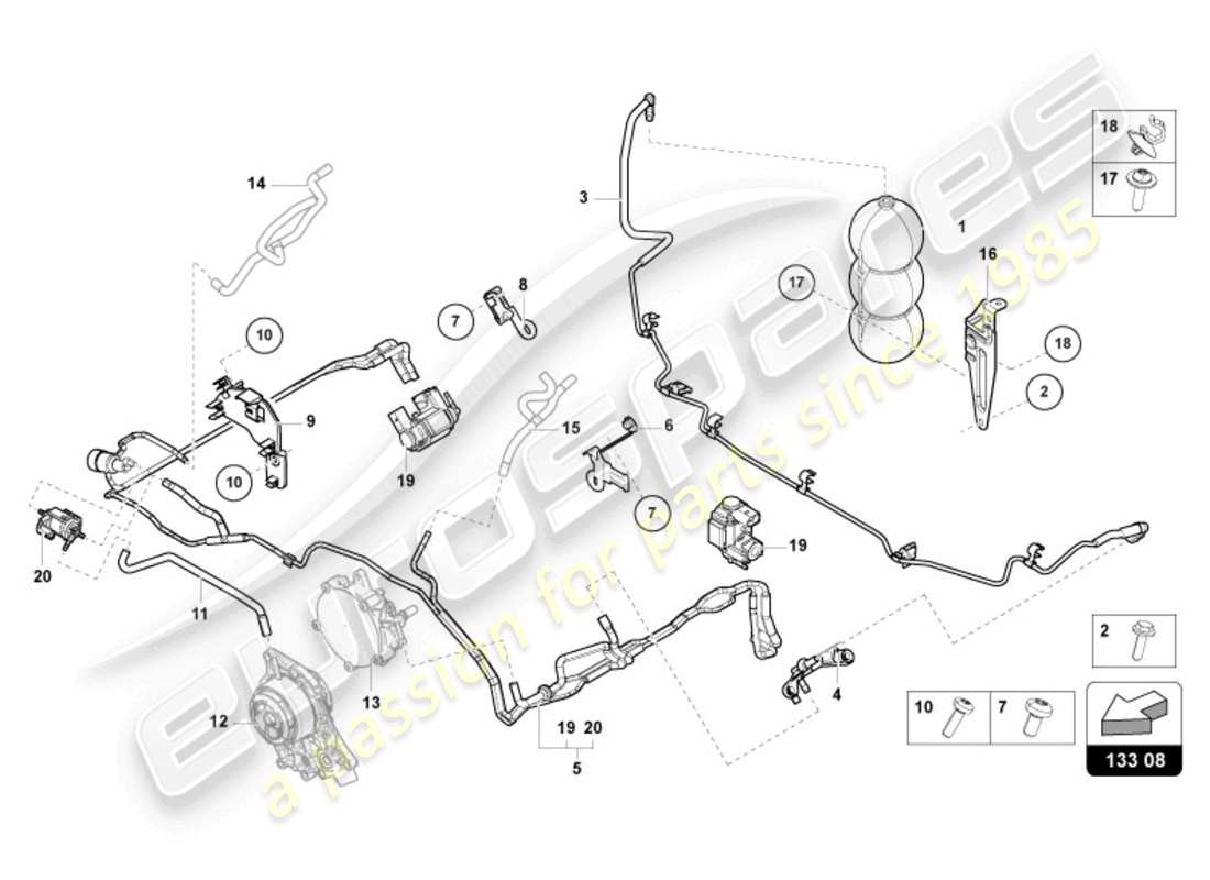 Schema delle parti Lamborghini Urus (2020) SISTEMA DI VUOTO