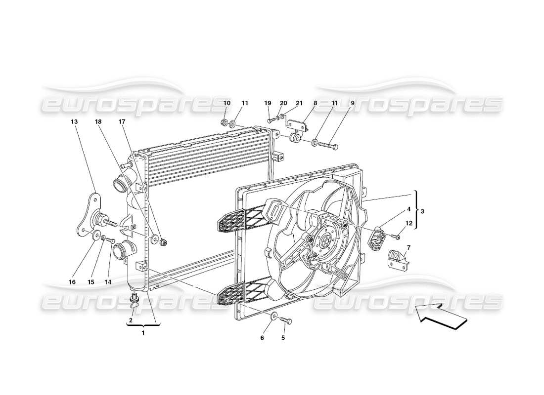 Ferrari 430 Schema delle parti della sfida (2006) Radiatori del sistema di raffreddamento