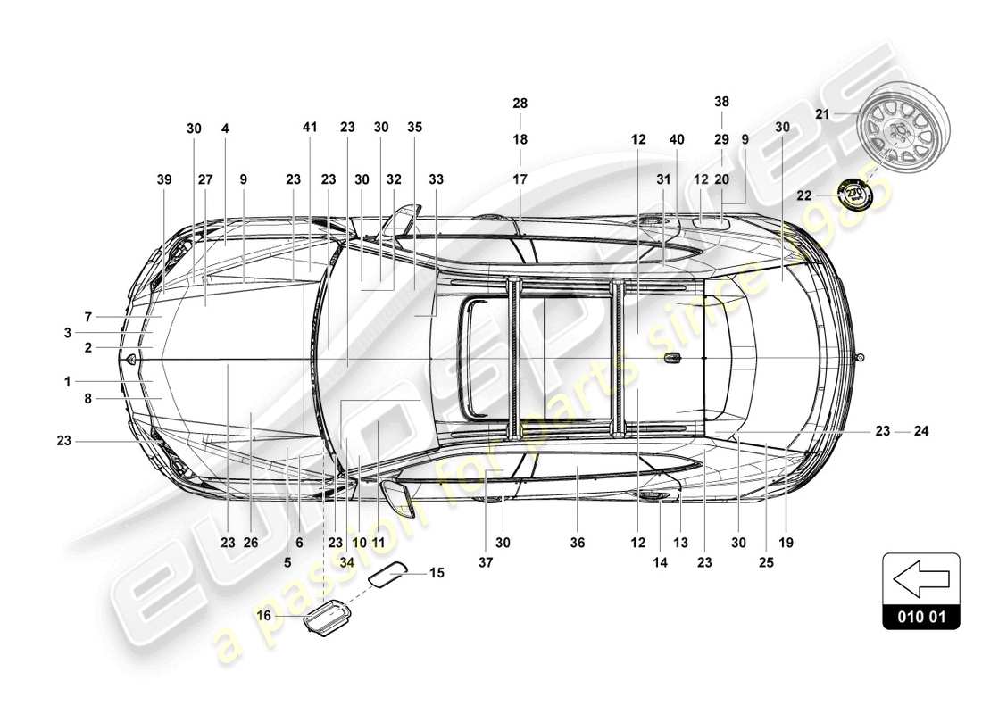 Lamborghini Urus (2019) SEGNALI/AVVISI Diagramma delle parti