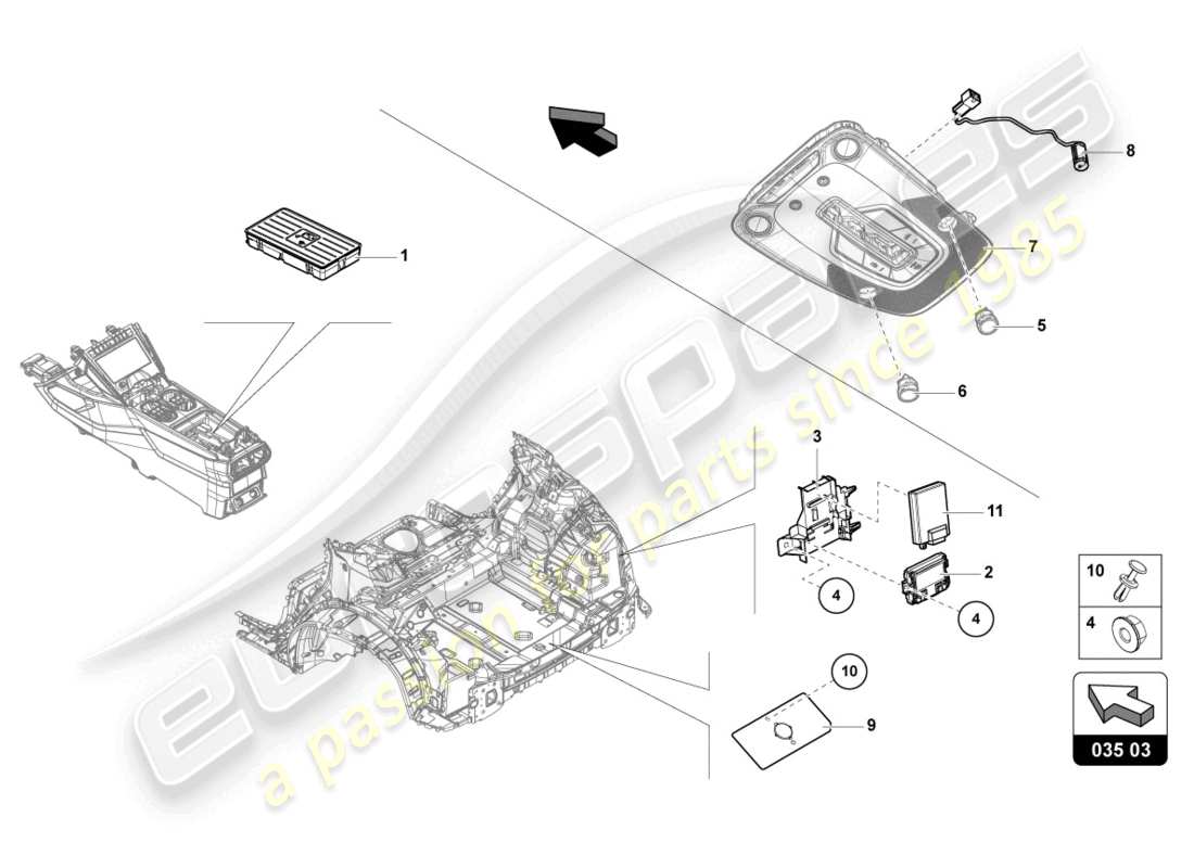 Lamborghini Urus (2019) PARTI ELETTRICHE PER PREPARAZIONE CELLULARE Diagramma delle parti