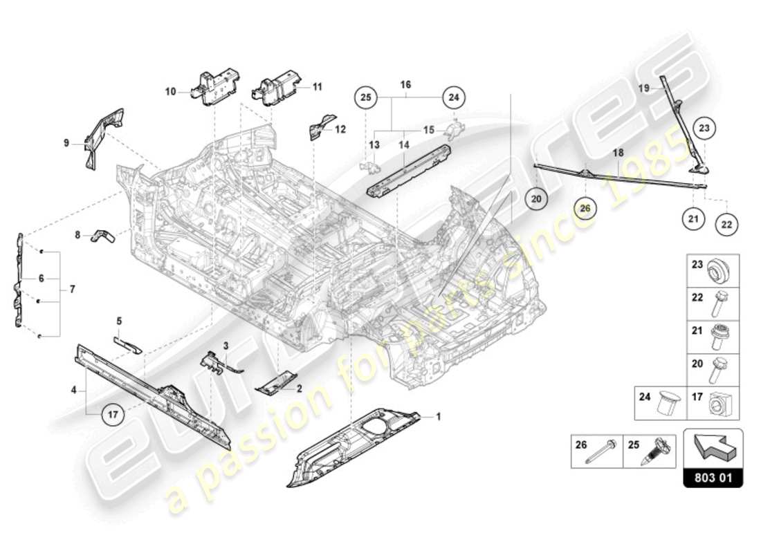 Lamborghini Urus (2019) SOTTOSCOCCA Diagramma delle parti