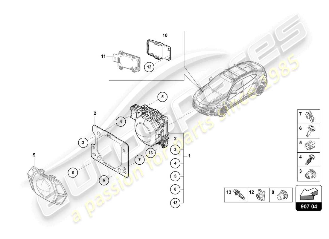 Lamborghini Urus (2019) SENSORE RADAR Diagramma delle parti