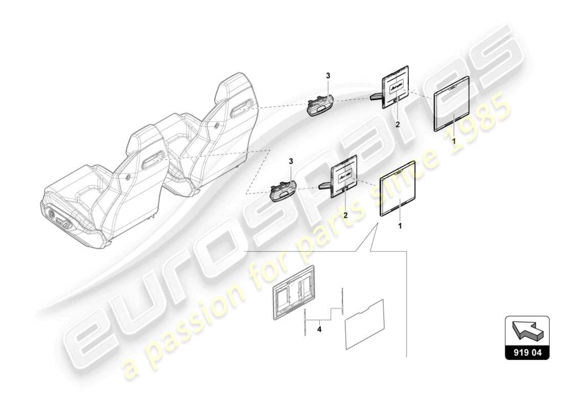 Lamborghini Urus (2019) PARTI ELETTRICHE PER INFOTAINMENT POSTERIORE Diagramma delle parti