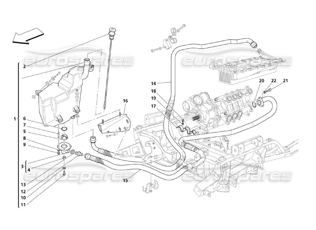 Maserati QTP. (2003) 4.2 Lubrificazione: tubazioni e recupero Diagramma delle parti