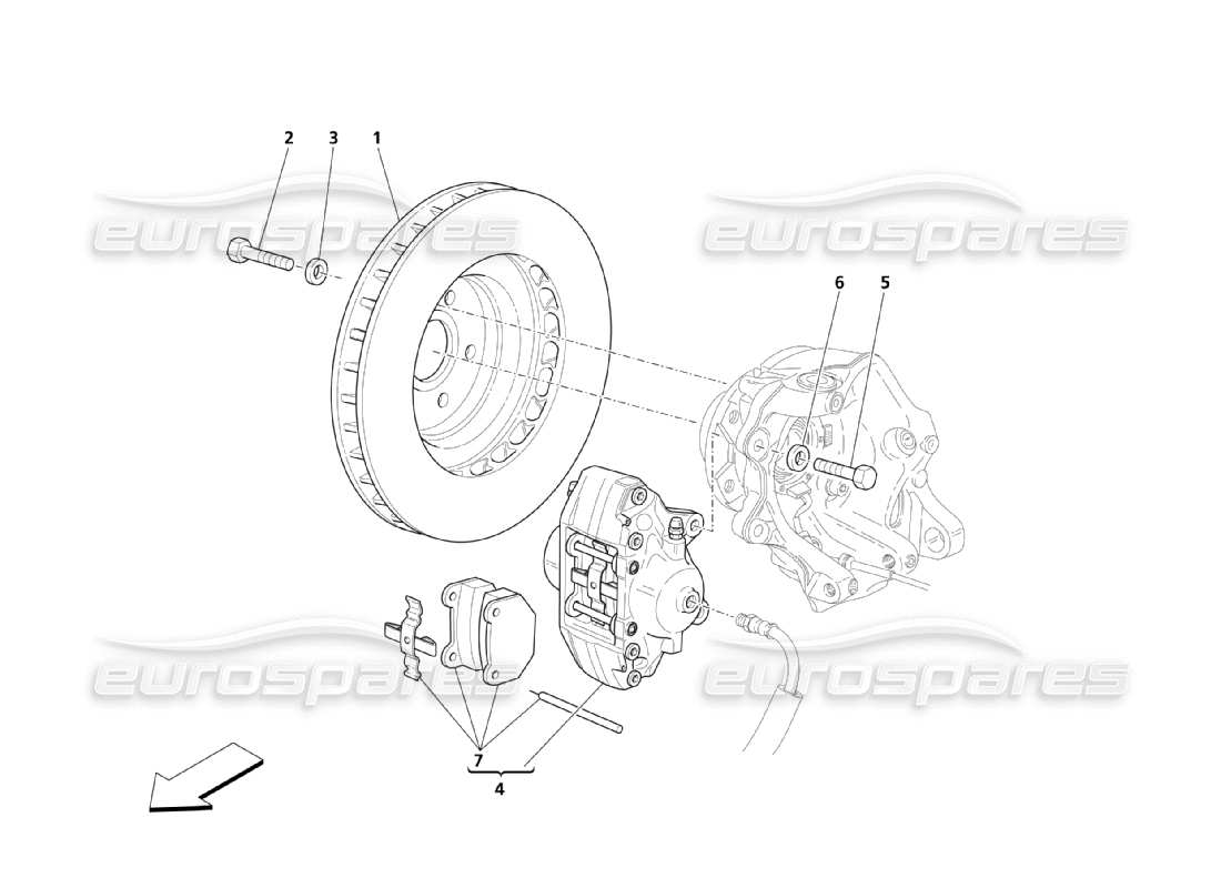 Maserati QTP. (2003) 4.2 Parti frenanti delle ruote posteriori Diagramma delle parti