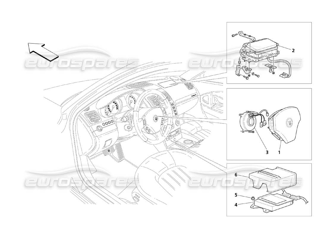 Maserati QTP. (2003) 4.2 Sistema airbag frontale Diagramma delle parti