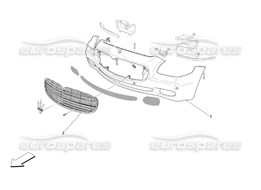 Maserati QTP. (2003) 4.2 Paraurti anteriore Diagramma delle parti