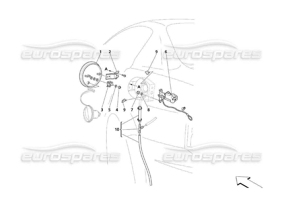 Maserati QTP. (2003) 4.2 Sportello e comandi del carburante Diagramma delle parti