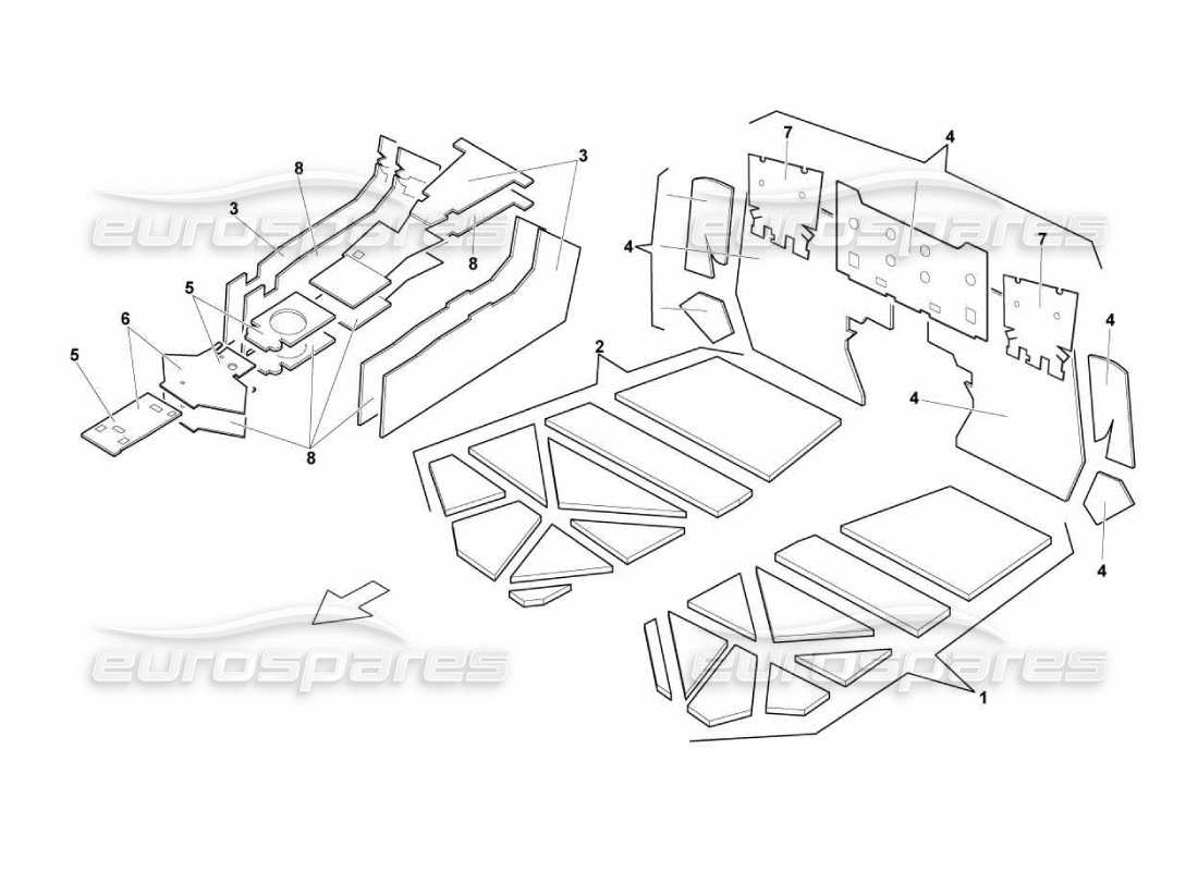 Lamborghini Murcielago LP670 Isolamenti E Insonorizzazione Diagramma delle parti