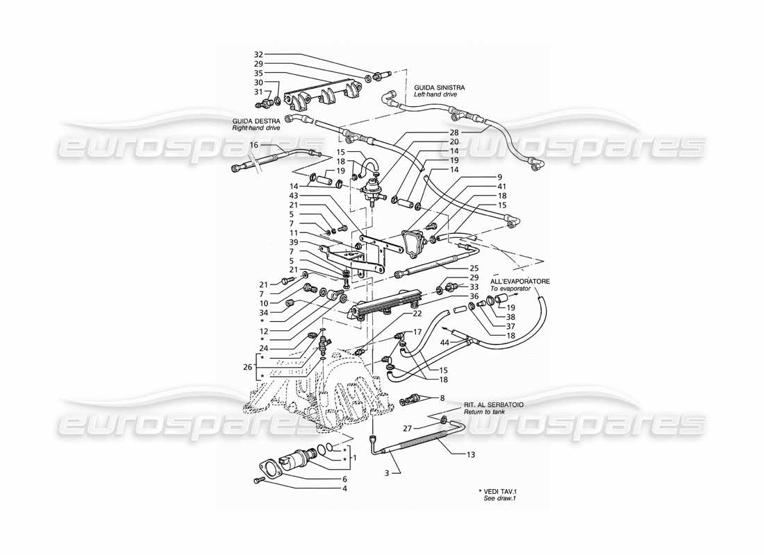 Maserati Ghibli 2.8 GT (Variante) Accessori per sistemi di iniezione Diagramma delle parti