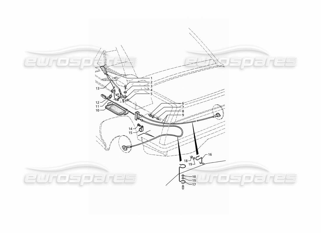 Schema delle parti di Maserati Ghibli 2.8 GT (Variante) Controllo del freno a mano