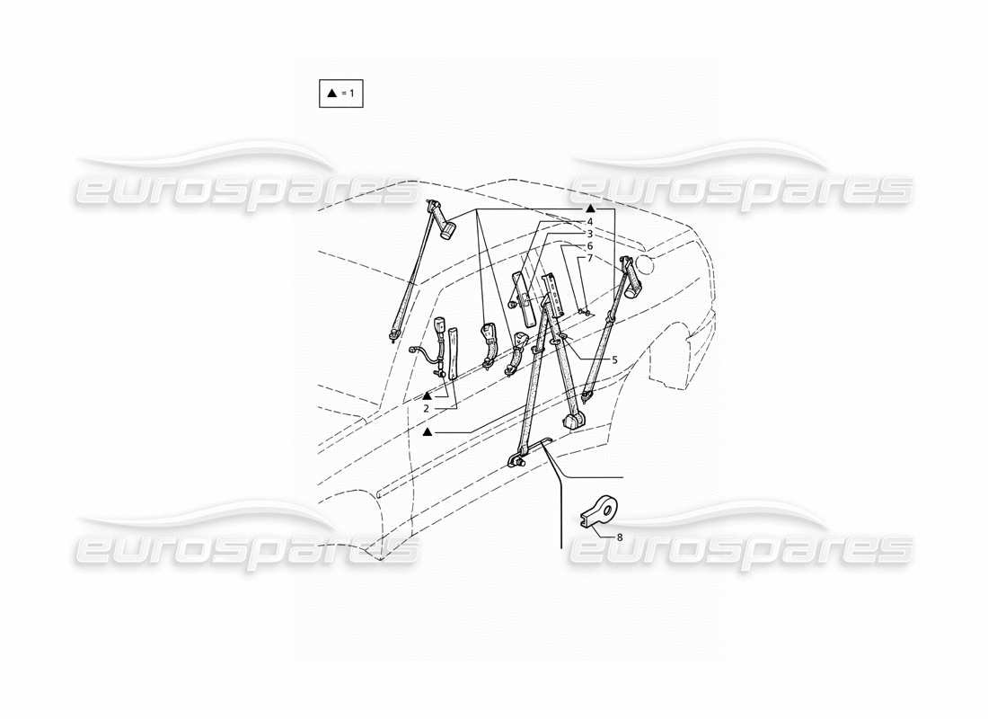 Maserati Ghibli 2.8 GT (Variante) Cinture di sicurezza Diagramma delle parti