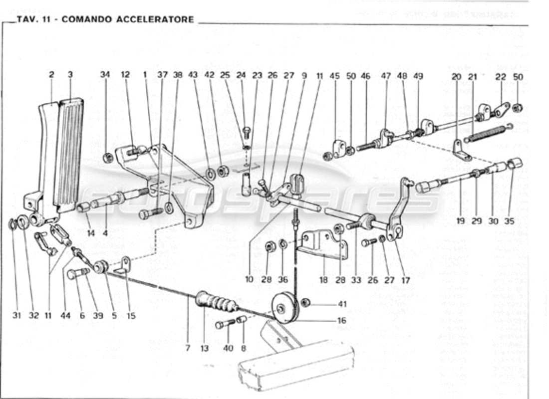 Ferrari 246 GT Series 1 Controllo dell'acceleratore Diagramma delle parti