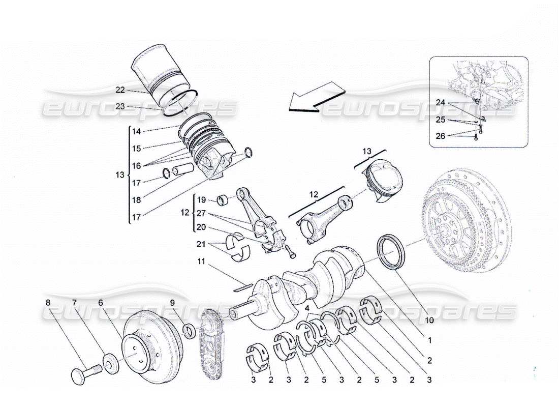 Maserati QTP. (2010) 4.2 meccanismo a manovella Diagramma delle parti