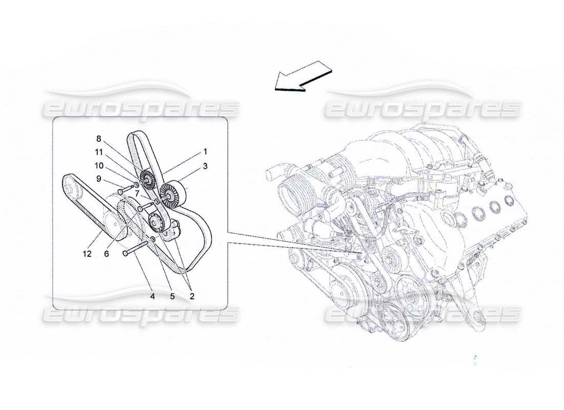 Maserati QTP. (2010) 4.2 cinture per dispositivi ausiliari Diagramma delle parti