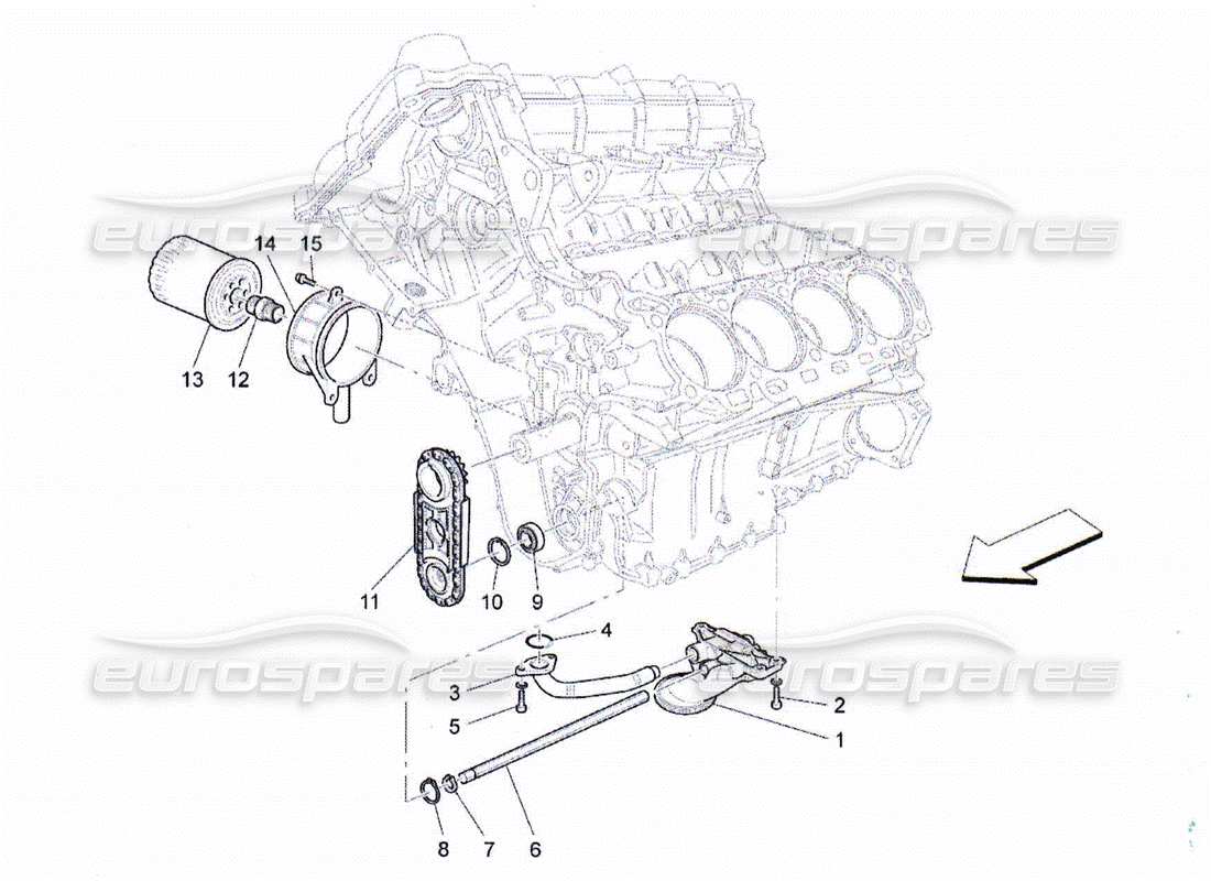 Maserati QTP. (2010) 4.2 sistema di lubrificazione: pompa e filtro Diagramma delle parti