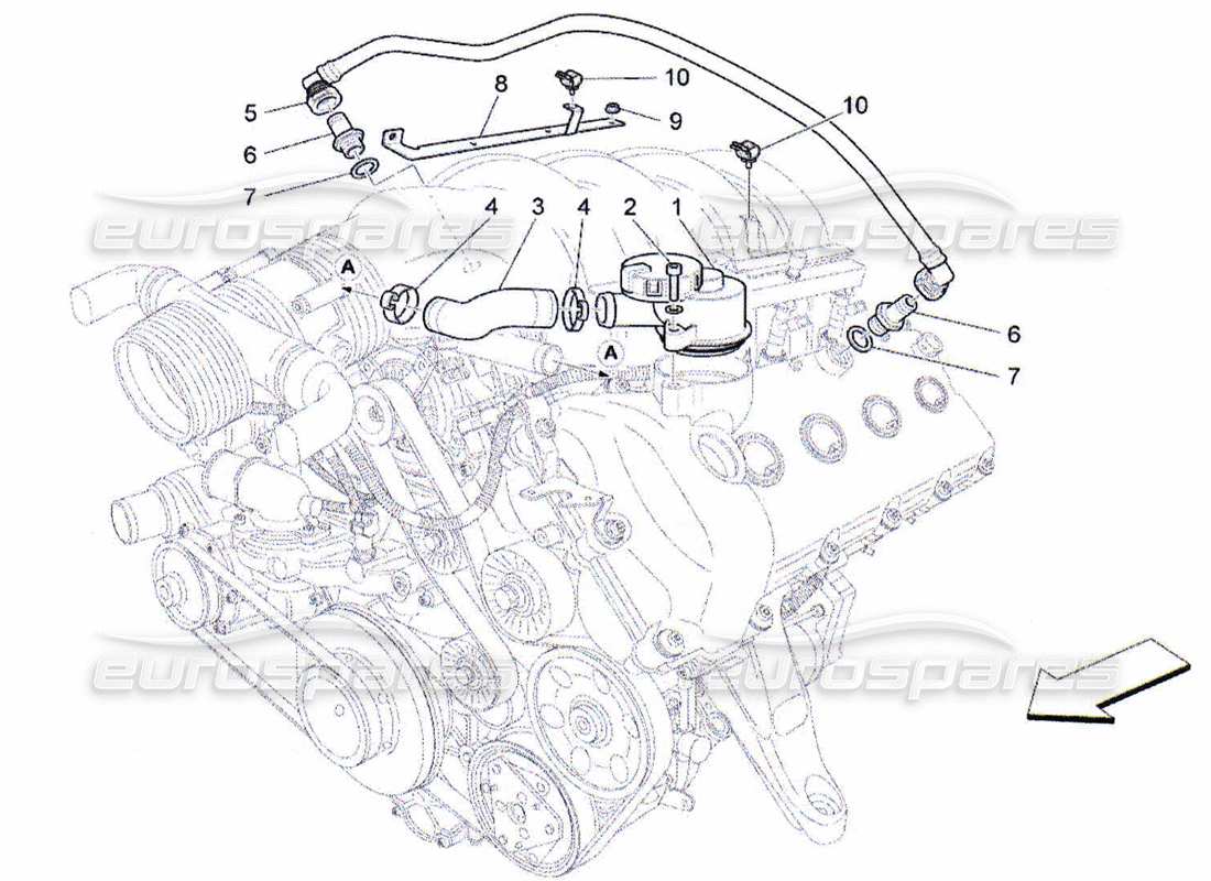Maserati QTP. (2010) 4.2 sistema di ricircolo dei vapori d'olio Diagramma delle parti