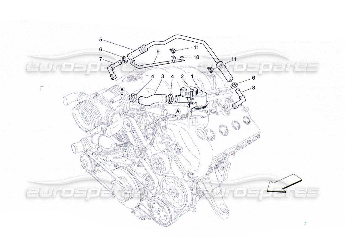 Maserati QTP. (2010) 4.2 sistema di ricircolo dei vapori d'olio Diagramma delle parti