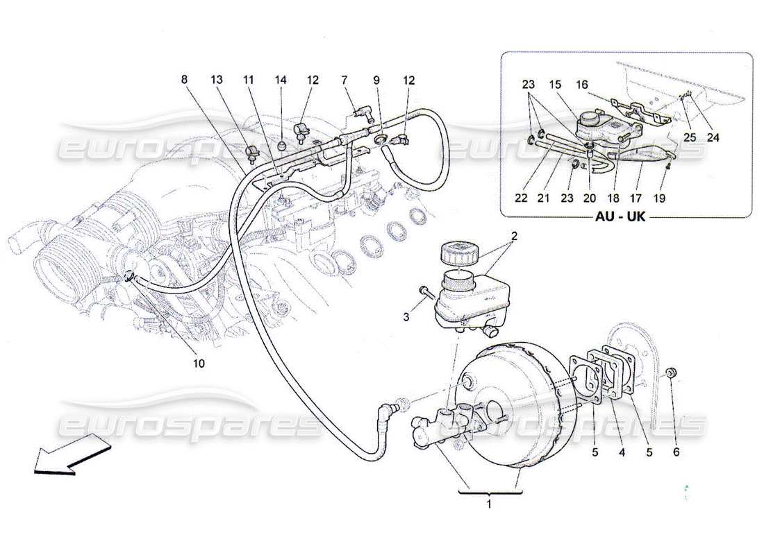 Maserati QTP. (2010) 4.2 servofreno Diagramma delle parti