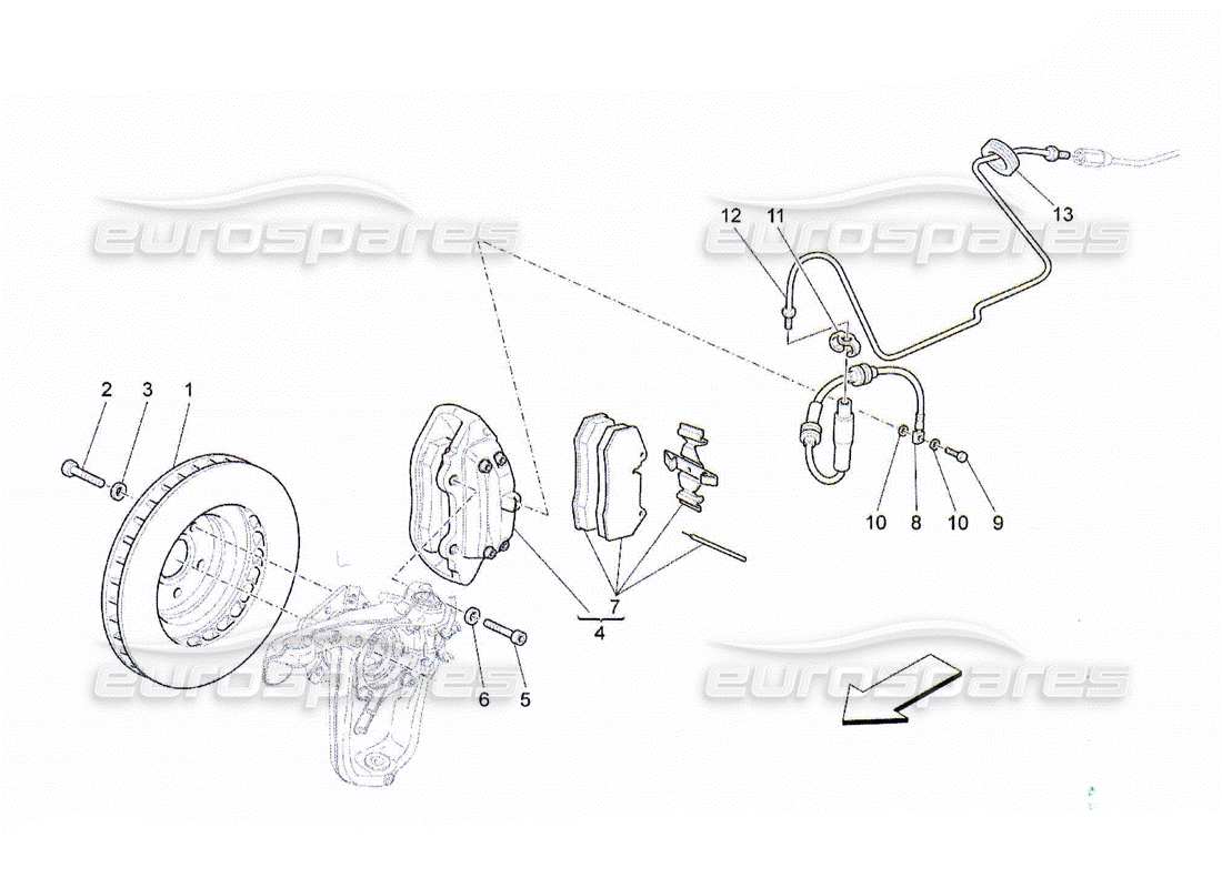 Maserati QTP. (2010) 4.2 dispositivi di frenatura sulle ruote anteriori Diagramma delle parti