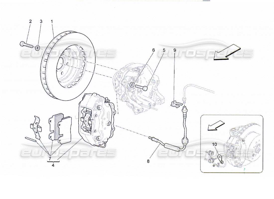 Maserati QTP. (2010) 4.2 dispositivi di frenatura sulle ruote posteriori Diagramma delle parti