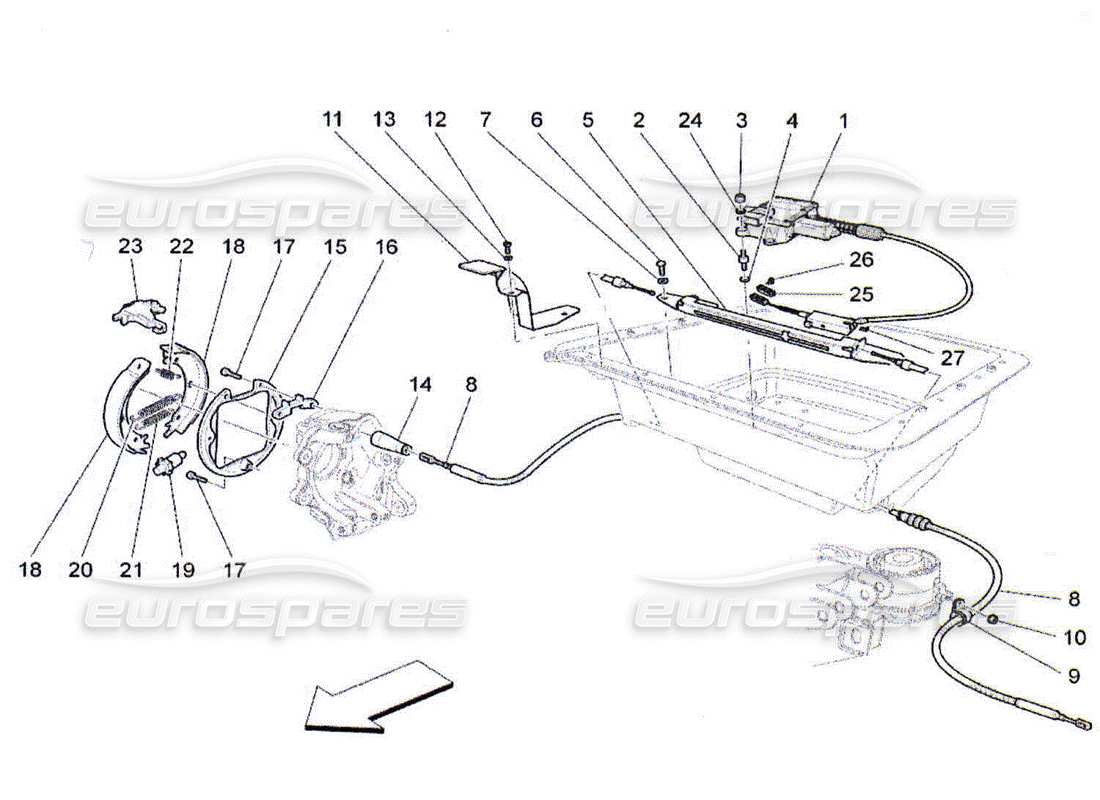 Maserati QTP. (2010) 4.2 Freno a mano Diagramma delle parti