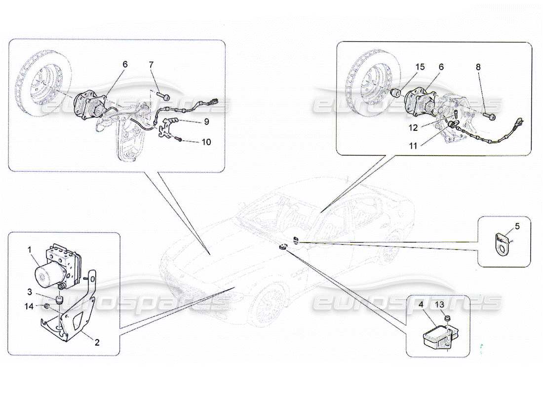 Maserati QTP. (2010) 4.2 sistemi di controllo della frenata Diagramma delle parti