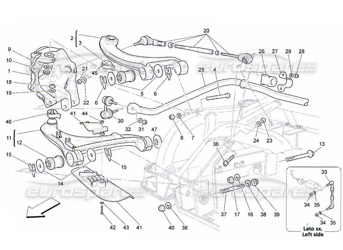 Maserati QTP. (2010) 4.2 Sospensione posteriore Diagramma delle parti