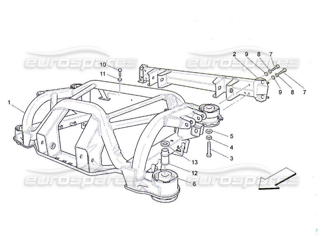 Maserati QTP. (2010) 4.2 telaio posteriore Diagramma delle parti