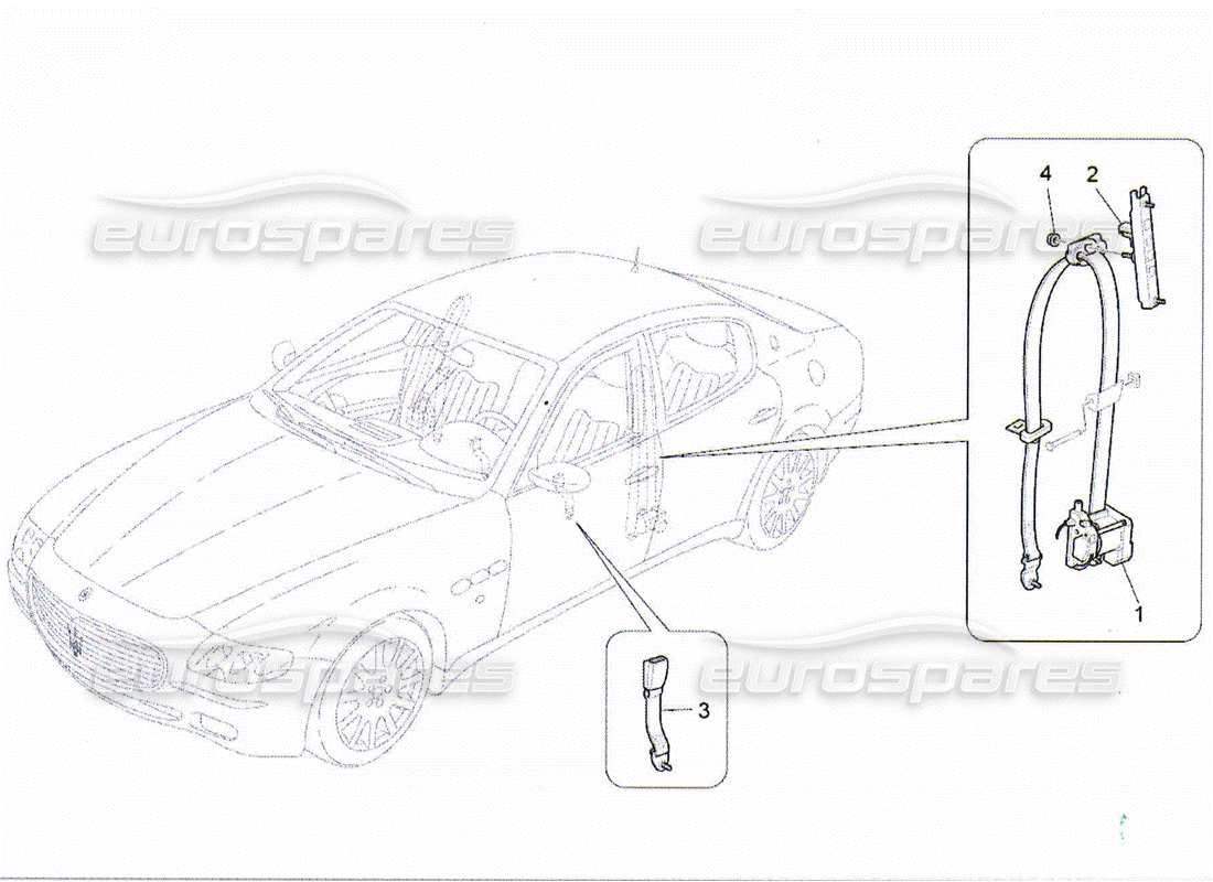Maserati QTP. (2010) 4.2 CINTURE DI SICUREZZA ANTERIORI Diagramma delle parti