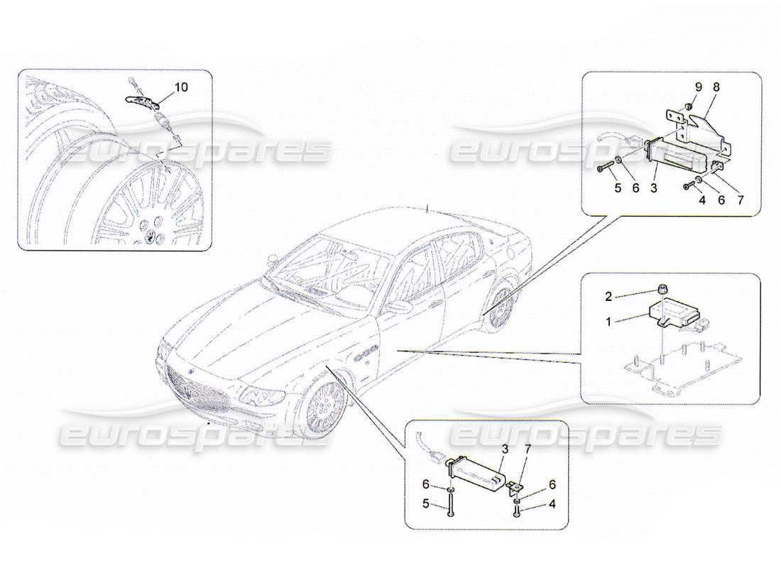 Maserati QTP. (2010) 4.2 sistema di monitoraggio della pressione dei pneumatici Diagramma delle parti