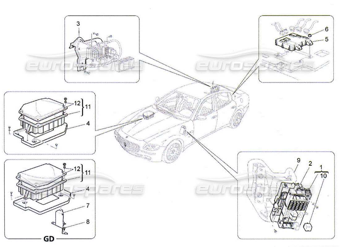 Maserati QTP. (2010) 4.2 RELE', FUSIBILI E SCATOLE Diagramma delle parti