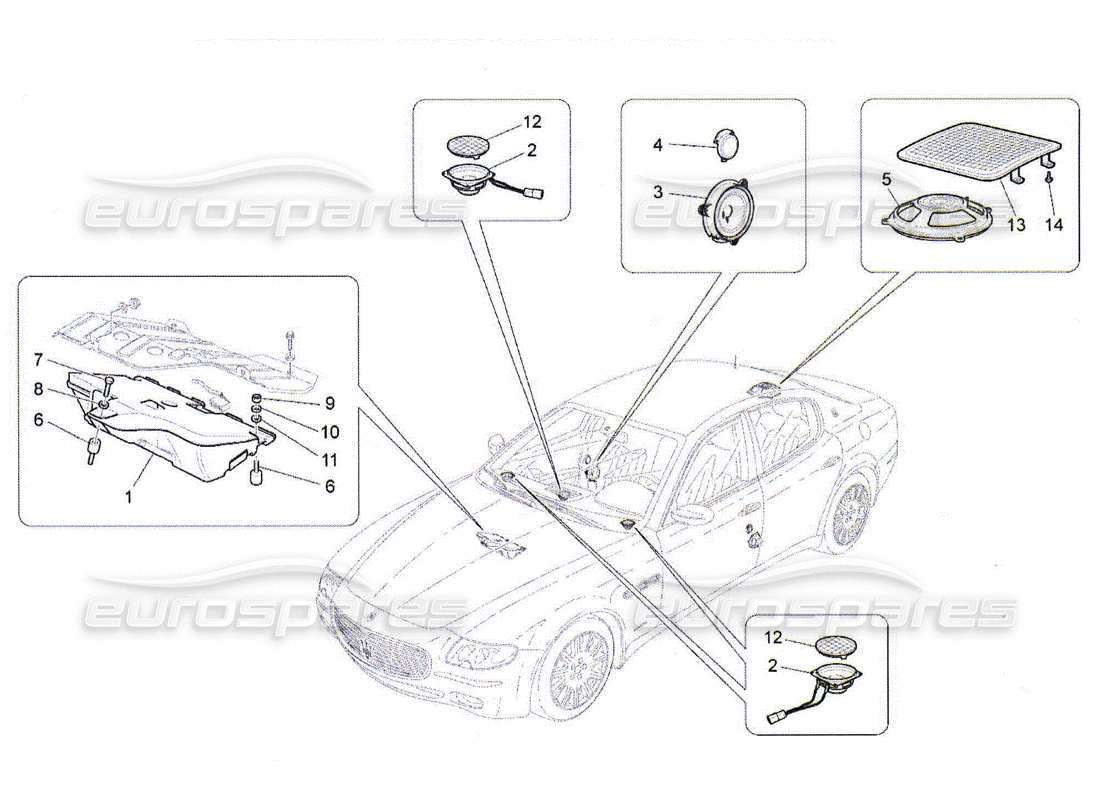 Maserati QTP. (2010) 4.2 sistema di diffusione sonora Diagramma delle parti