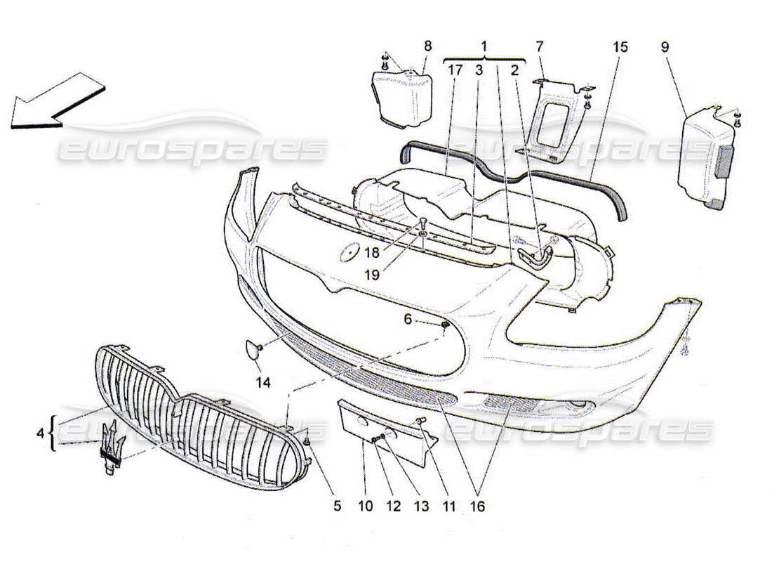 Maserati QTP. (2010) 4.2 Paraurti anteriore Diagramma delle parti