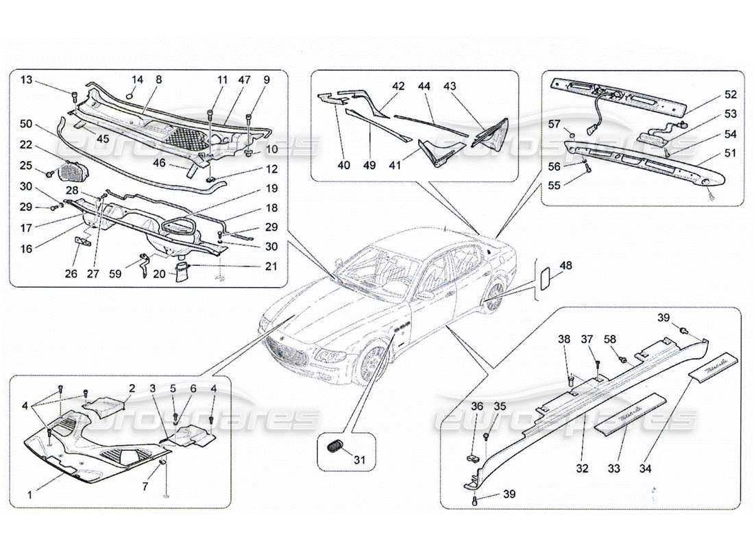 Maserati QTP. (2010) 4.2 SCHERMATURA, PROFILI E PANNELLI DI COPERTURA Diagramma delle parti