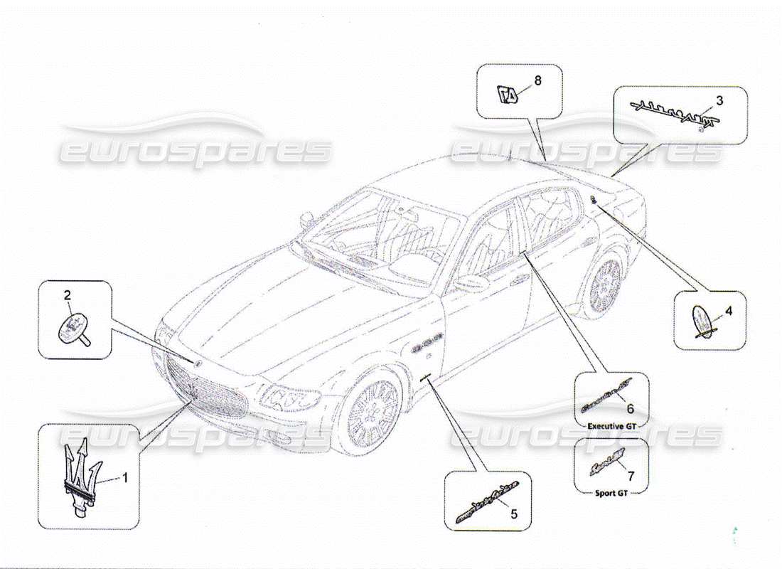 Maserati QTP. (2010) 4.2 FINITURE, MARCHI E SIMBOLI Diagramma delle parti