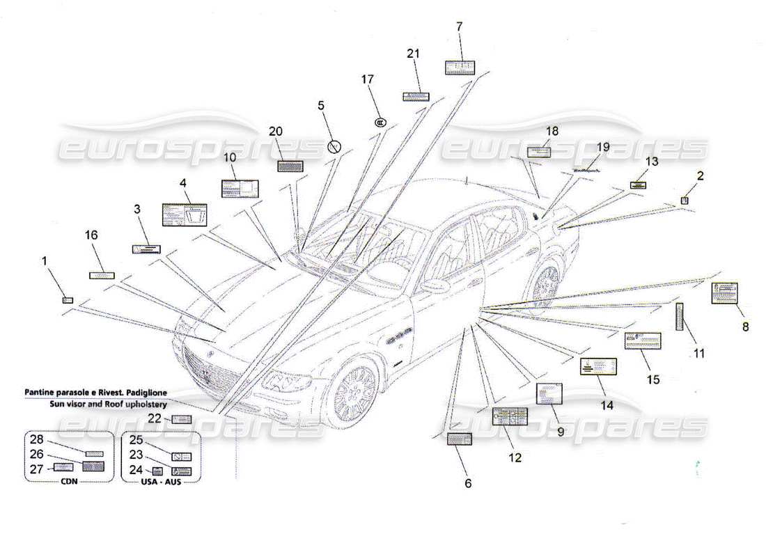 Maserati QTP. (2010) 4.2 ADESIVI ED ETICHETTE Diagramma delle parti