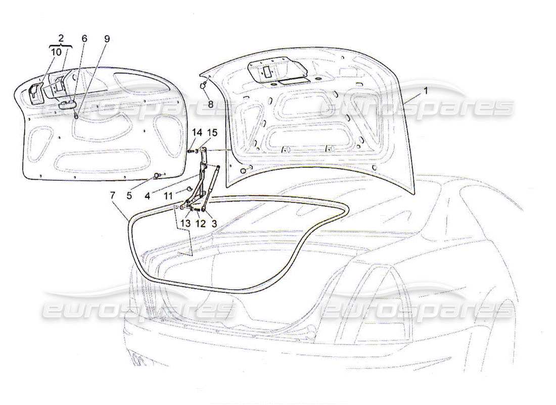 Maserati QTP. (2010) 4.2 coperchio posteriore Diagramma delle parti