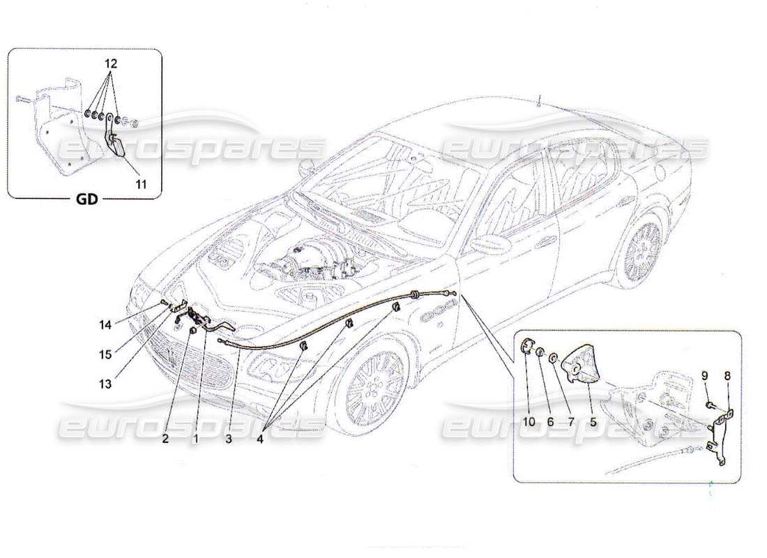 Maserati QTP. (2010) 4.2 PULSANTE APERTURA COPERCHIO ANTERIORE Diagramma delle parti