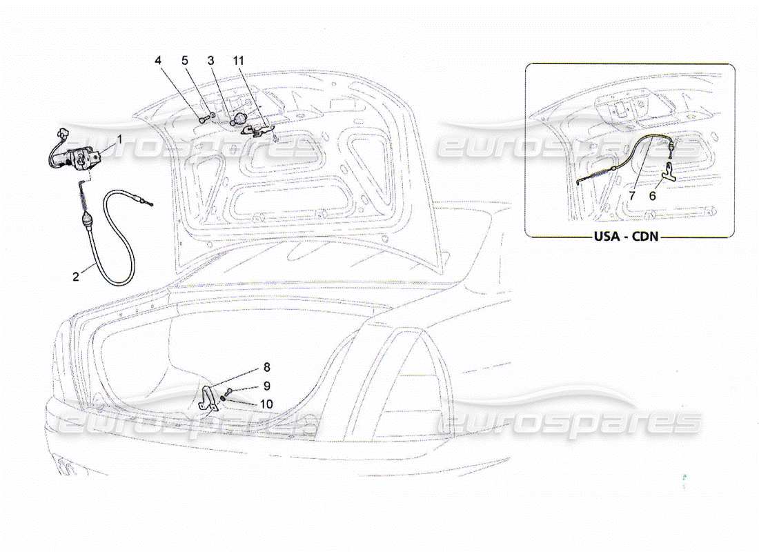 Maserati QTP. (2010) 4.2 comando apertura portellone posteriore Diagramma delle parti