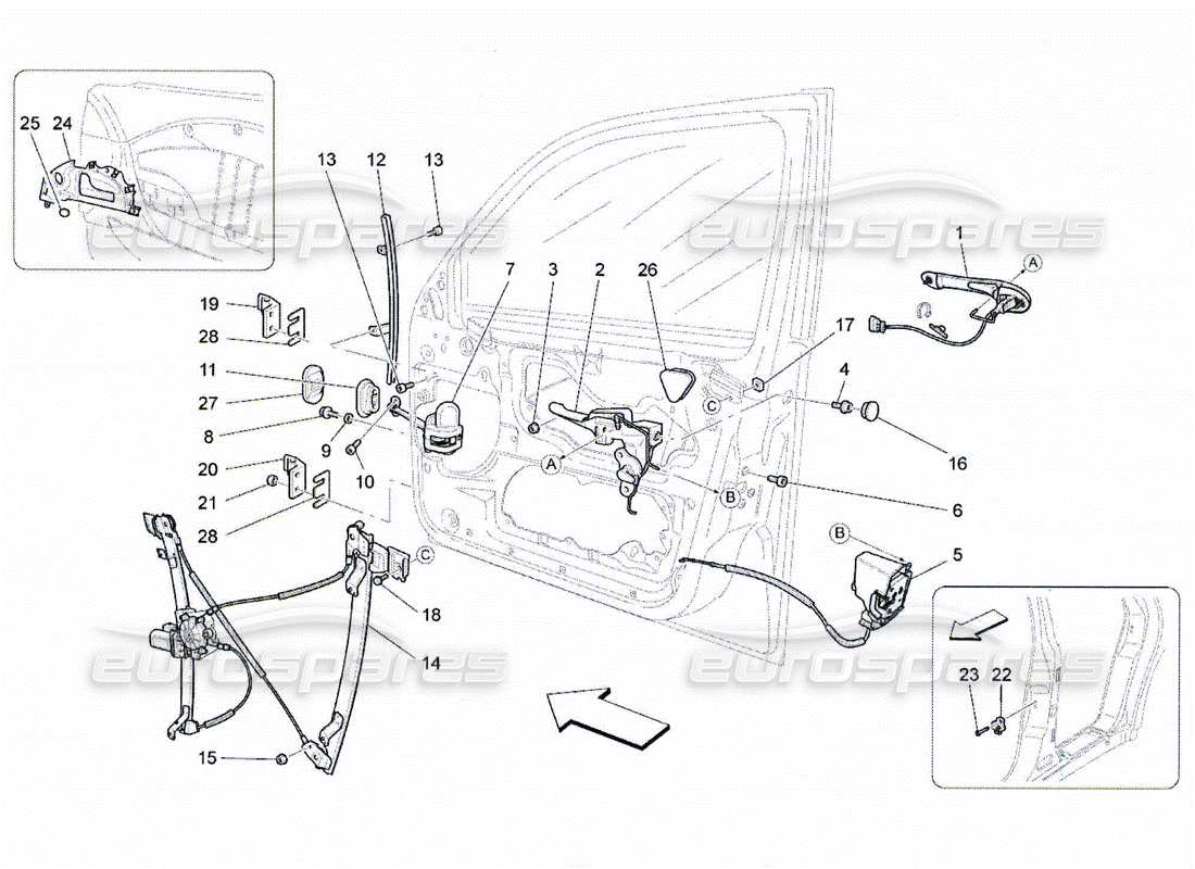 Maserati QTP. (2010) 4.2 PORTE ANTERIORI: MECCANISMI Diagramma delle parti