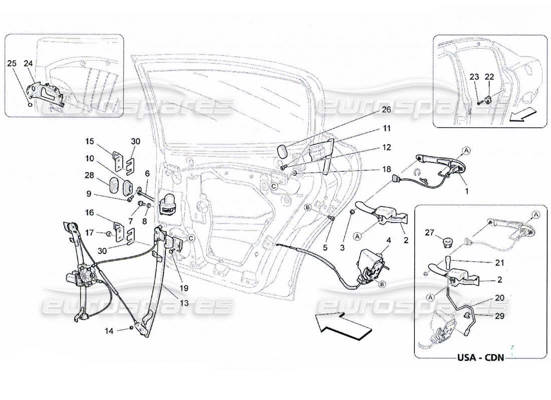 Maserati QTP. (2010) 4.2 PORTE POSTERIORI: MECCANISMI Diagramma delle parti
