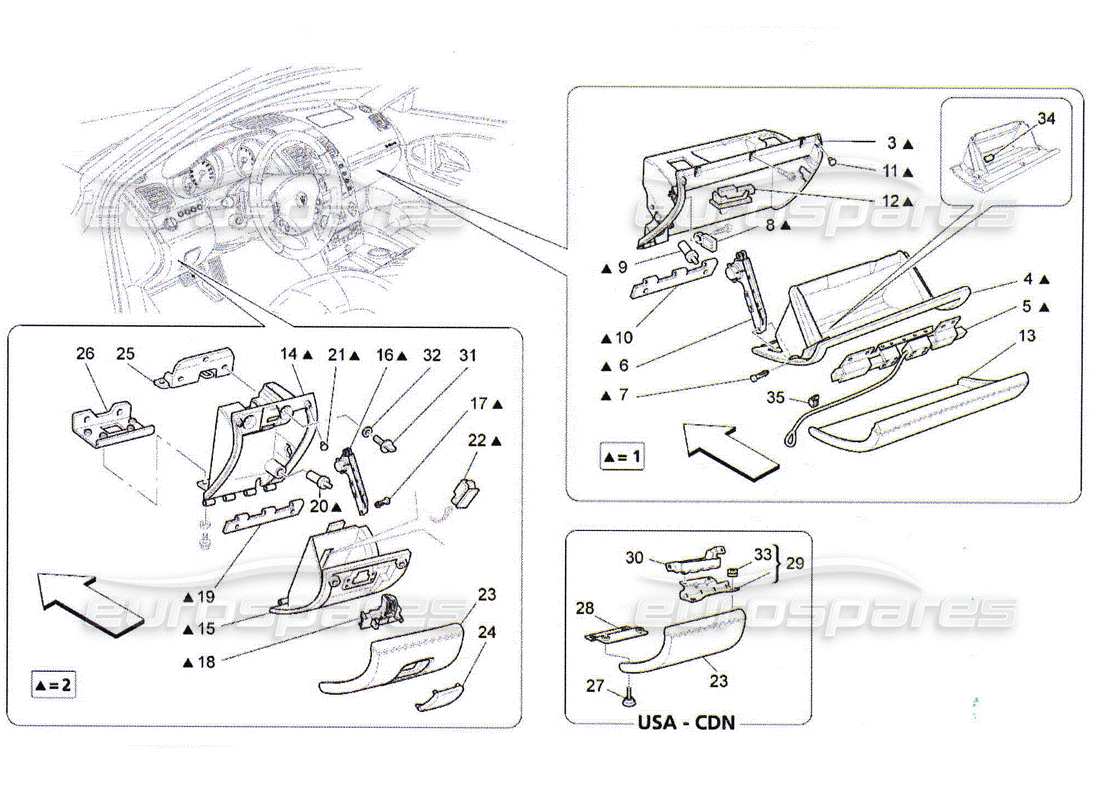 Maserati QTP. (2010) 4.2 SCOMPARTI PER GUANTI Diagramma delle parti