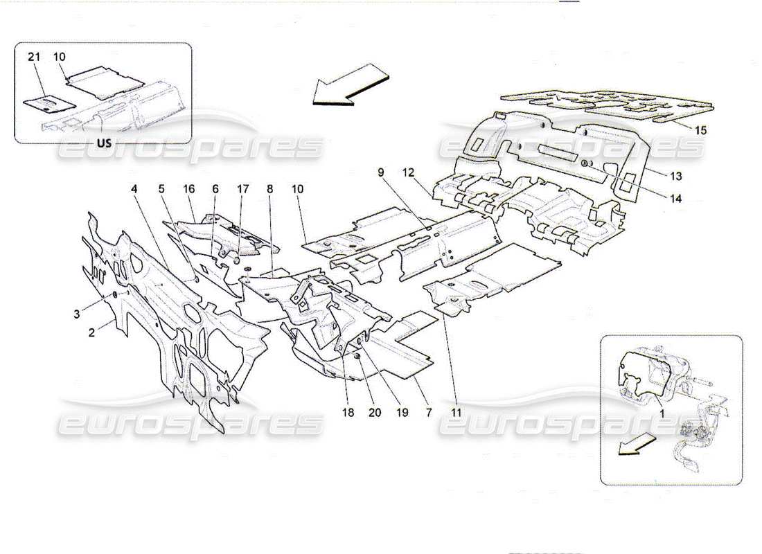Maserati QTP. (2010) 4.2 PANNELLI INSONORIZZATI ALL'INTERNO DEL VEICOLO Diagramma delle parti