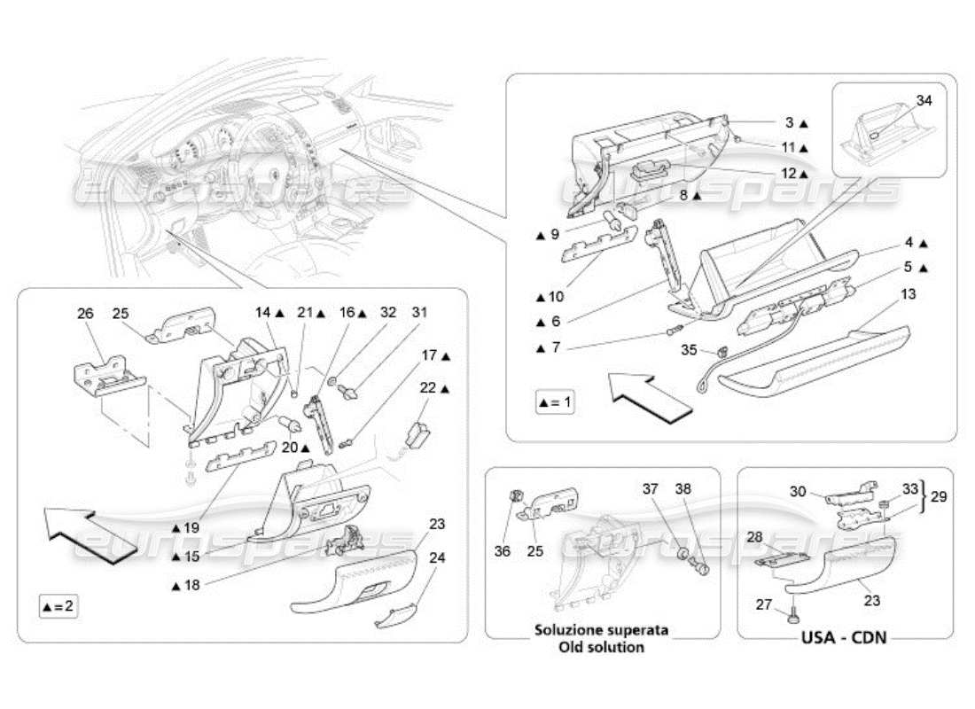 Maserati QTP. (2005) 4.2 SCOMPARTI PER GUANTI Diagramma delle parti