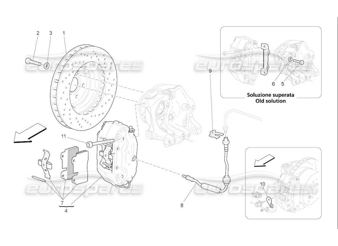 Maserati QTP. (2007) 4.2 F1 dispositivi di frenatura sulle ruote posteriori Diagramma delle parti