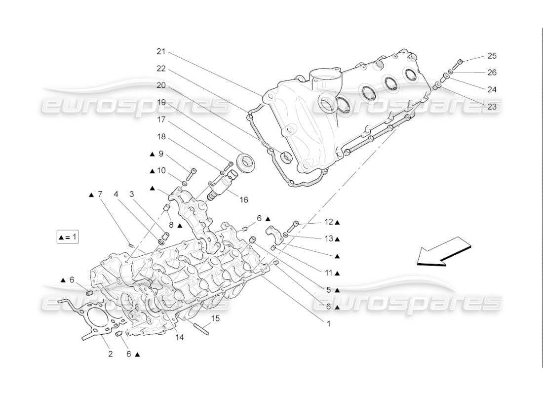 Maserati QTP. (2008) 4.2 auto Testata cilindro sinistra Diagramma delle parti