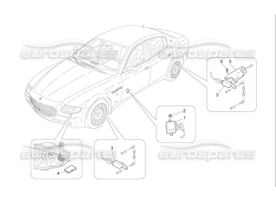Maserati QTP. (2008) 4.2 auto CONTROLLO DEL SISTEMA DI ILLUMINAZIONE Diagramma delle parti