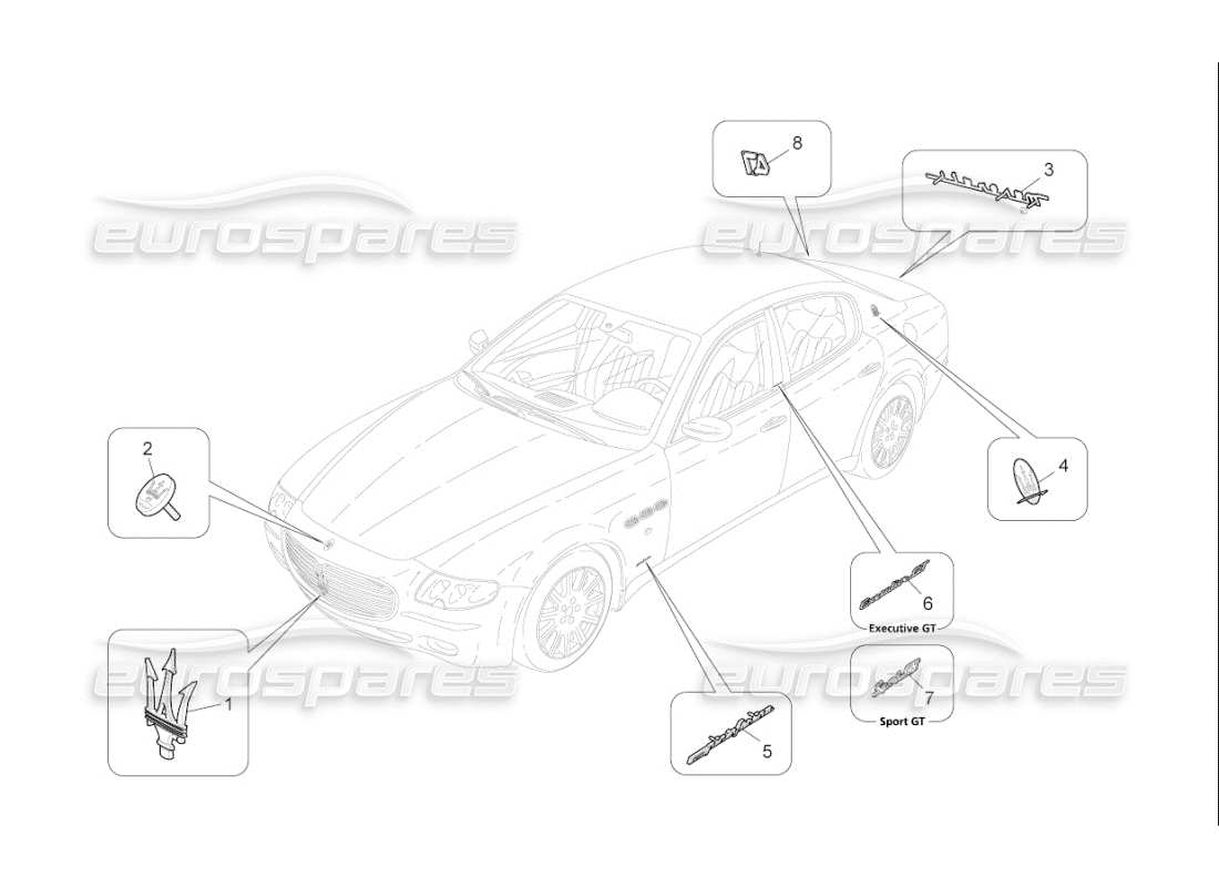 Maserati QTP. (2008) 4.2 auto FINITURE, MARCHI E SIMBOLI Diagramma delle parti
