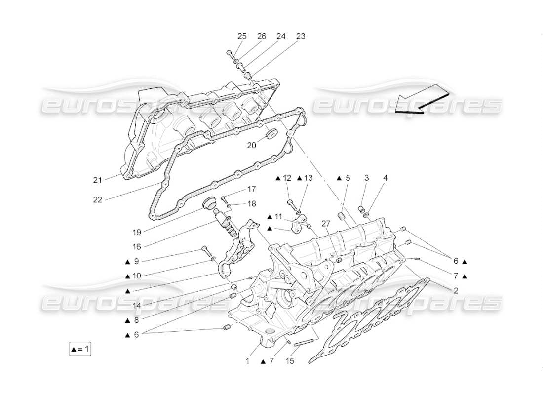 Maserati QTP. (2009) 4.2 auto Testata destra Diagramma delle parti